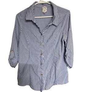 Naïf Blue And White Striped Button-Up Women's Top // PL